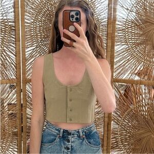 [SOLD] RARE OZMA Charlie Green Buttoned Crop Top